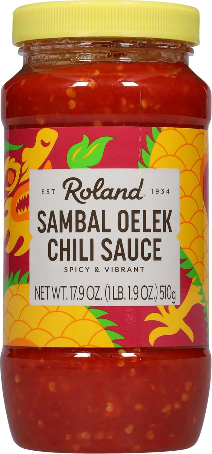 Roland Foods Sambal Oelek Sauce, Specialty Imported Food, 17.9-Ounce Bottle, Pack of 12
