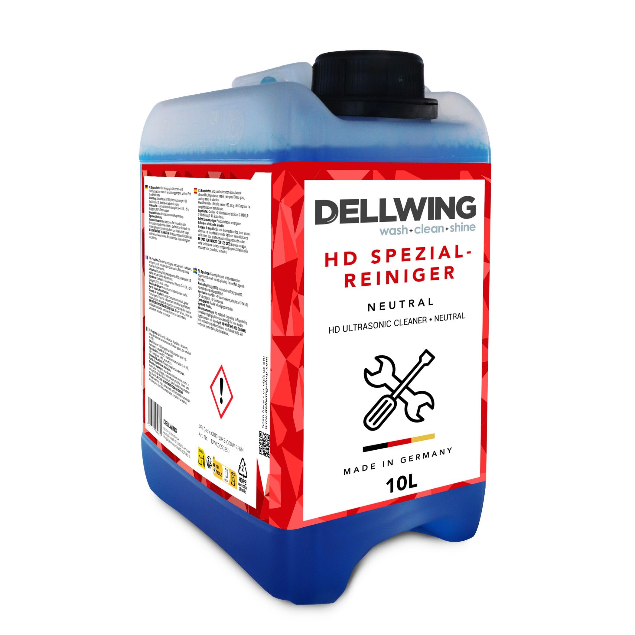 Dellwing HD Limpiador especial 10 l, concentrado neutro para limpieza de joyas, monedas y oro, fabricado en Alemania