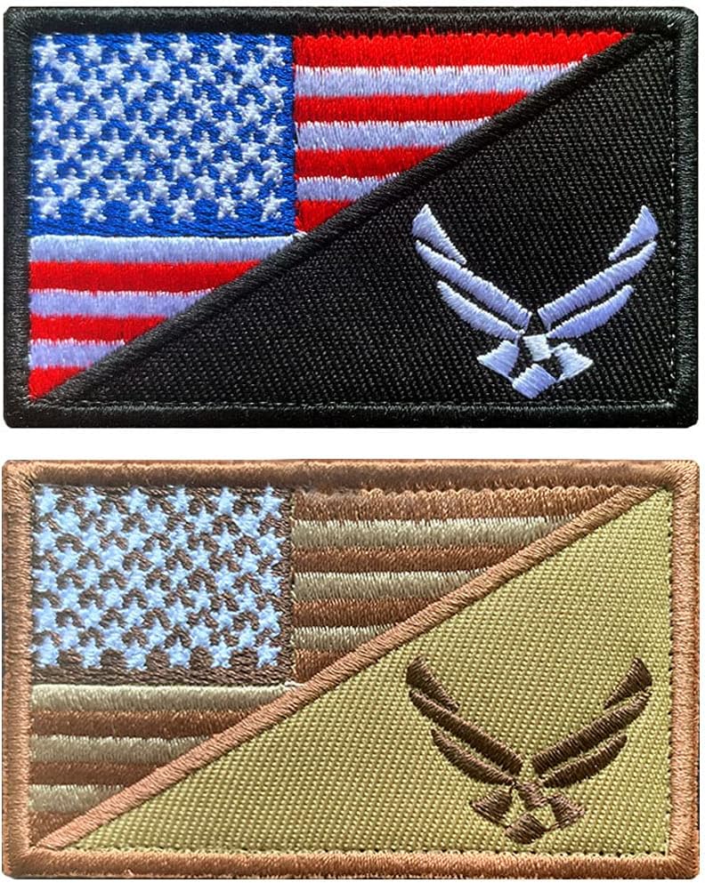Antrix 2 Pack Tactical American USA Flag/US Wings Support Patch Tag Applique Emblems Badges Patch Hook and Loop Fastener Patch for Backpacks Caps Uniforms