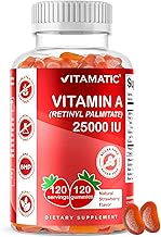 Vitamatic Vitamin A 25,000 IU Gummies – Sugar Free Retinyl Palmitate – 1 Daily Gummy, 120 Servings – High Potency Vitamin A Support – Natural Strawberry Flavor – Pectin Based – 120 Count