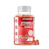 Vitamatic Sugar Free Vitamin A 25000 IU Gummies (Retinyl Palmitate) - Natural Strawberry Flavor - 120 Pectin Based Gummies (1 Bottle)