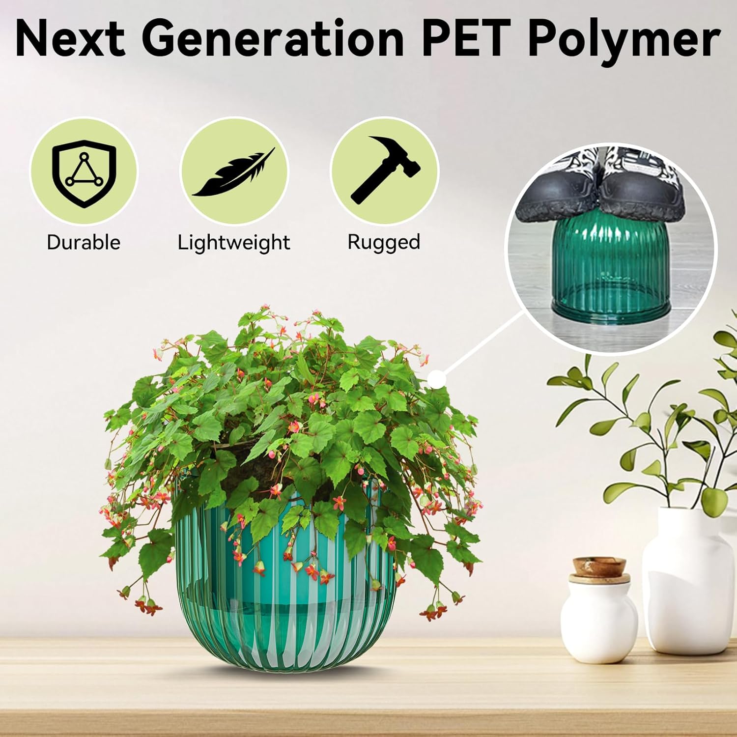 ZeeDix 3 Pack-6.5 Inch Hanging Planters for Indoor Plants, Self Watering Hanging Plant Pots with 3 Hooks and Drainage for Home, Wall, Window Decor Outdoor Use (Green, 6.5 inch)