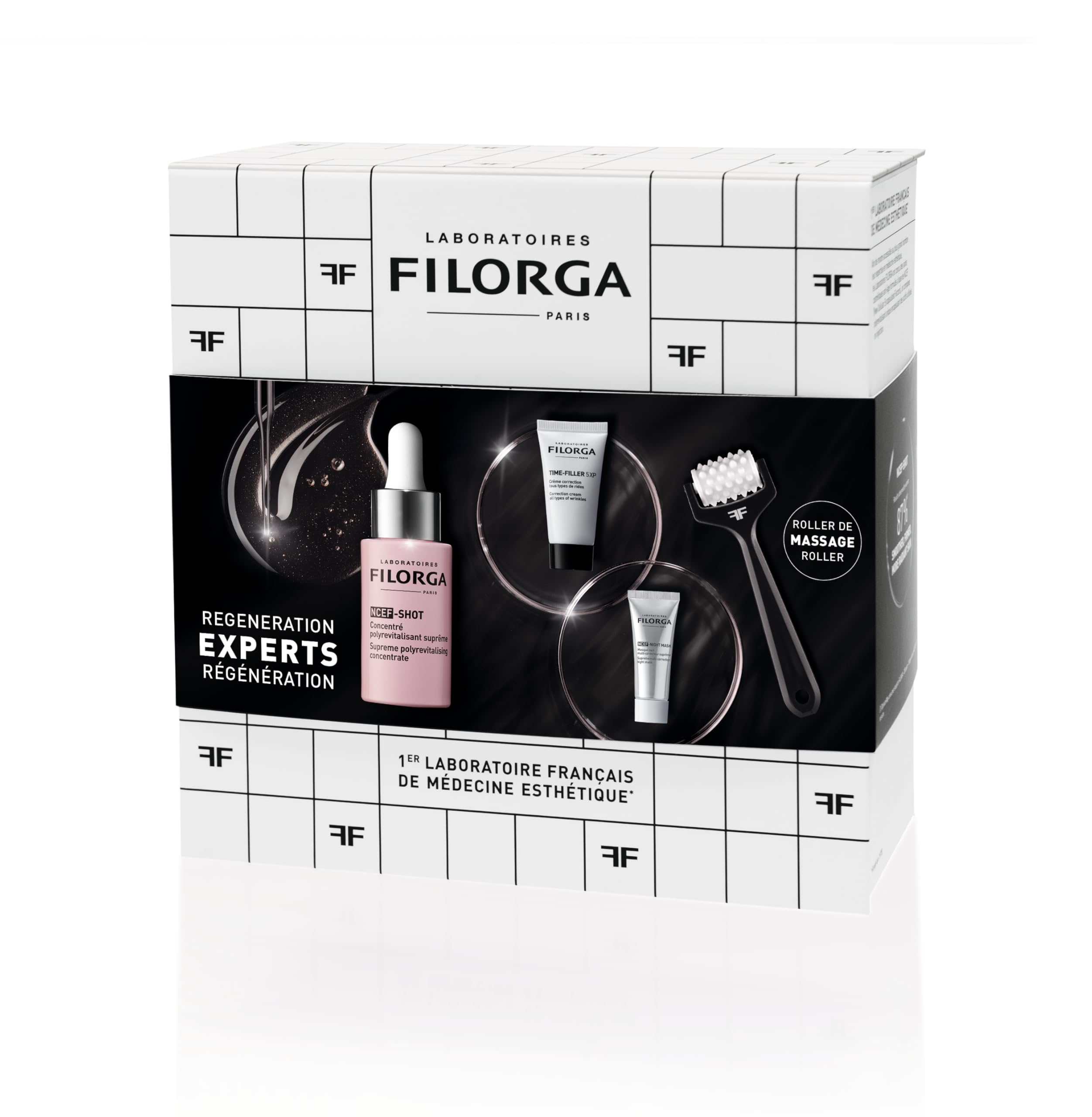 Filorga Regeneration Experts Set (Ncef-Shot Serum 15Ml + Time Filler 5XP Cream 15Ml + Ncef-Night Mask 7Ml + Massage Roller)-image