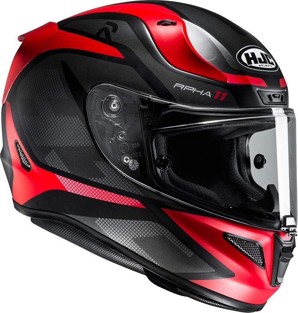 HJC RPHA 11 DEROKA MC1SF Motorcycle Helmet, Black/Red, Size XL