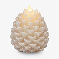 Vista 16 de Luminara Pinecone - Velas sin llama, con acabado marrón tiza, figuras de cono de pino, velas LED sin perfume, funcionan con pilas, con temporizador