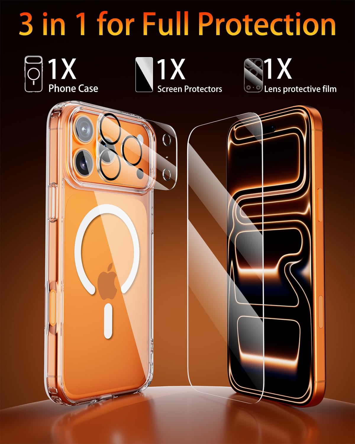 Condition photo showing Brand New for for iphone 17 pro max case, compatible with magsafe, magnetic slim cover, anti-yellowing & shockproof, full camera protection, includes screen & lens protectors, clear protective case