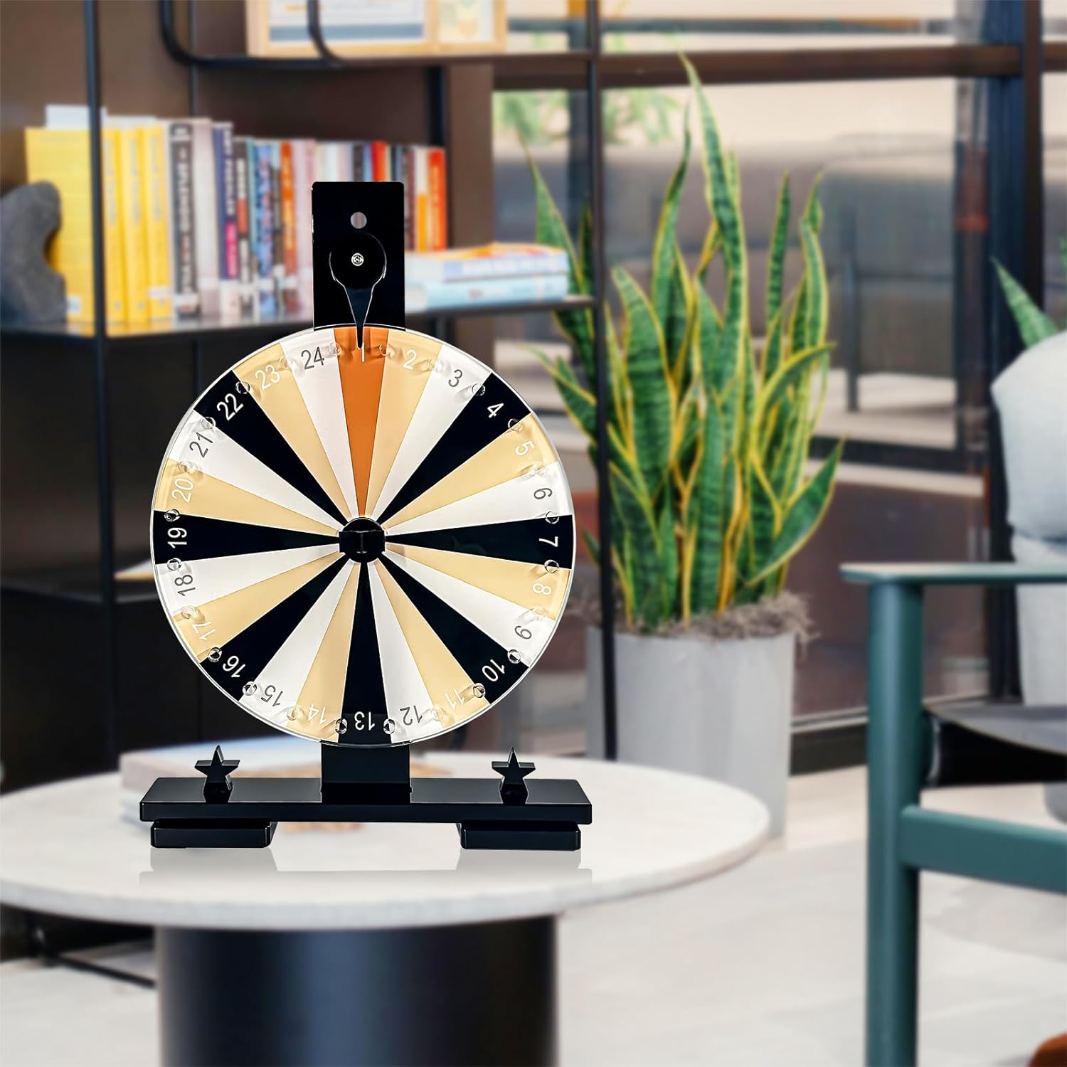 Acrylic Spinning Prize Wheel with Stand 12 inches 24 Slots Colors Tabletop, Dry Erase Marker and Eraser for Prizes, Trade Shows, Office Games, Parties