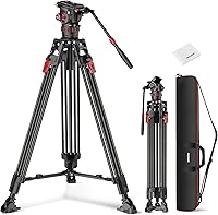 Vista 13 de NEEWER Trípode de cámara de video de 76", trípode portátil de liberación rápida de un paso con cabezal fluido, soporte de trípode de aluminio
