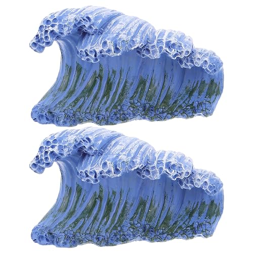 SUPVOX 2pcs Ocean Wave Figurine: Beach Decor Micro Landscape Wave