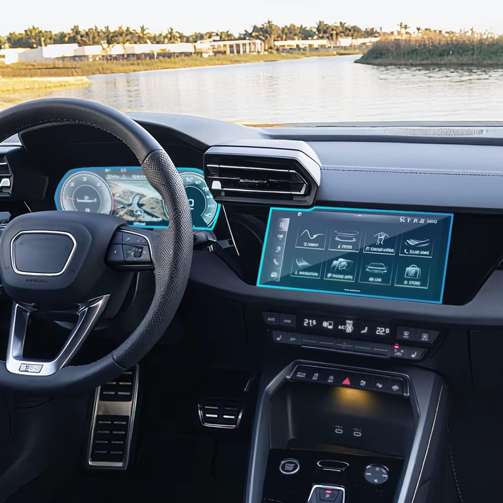 Kompatibel Mit Für A3 2023–2024, Auto-Mittelkonsole, GPS-Navigation, Displayschutzfolie, Auto-Display-Abdeckung, HD-Klarfolie Navigation Schutzfolie(Set)
