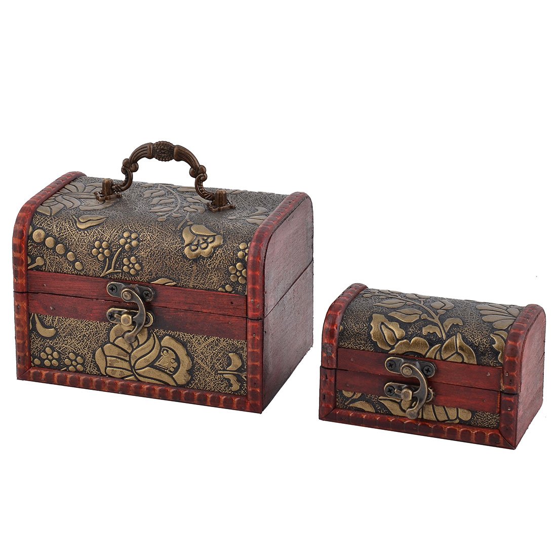 ZHuidjo Wooden Printing Pattern Jewerly Retro Style Lock Storage Box Chest Holder 2 in 1 (SN: fb3 1f6 ae1 9c2 8b3)-image-47