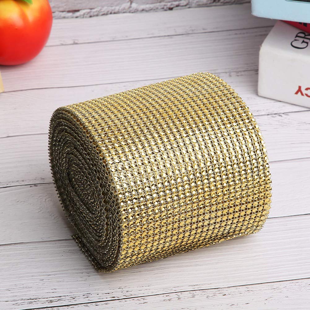 Ymiko Nastro di, 9 m 24 Righe Galvanotecnica Strisce di Decorazione di Abiti da Sposa in Rete(Oro)