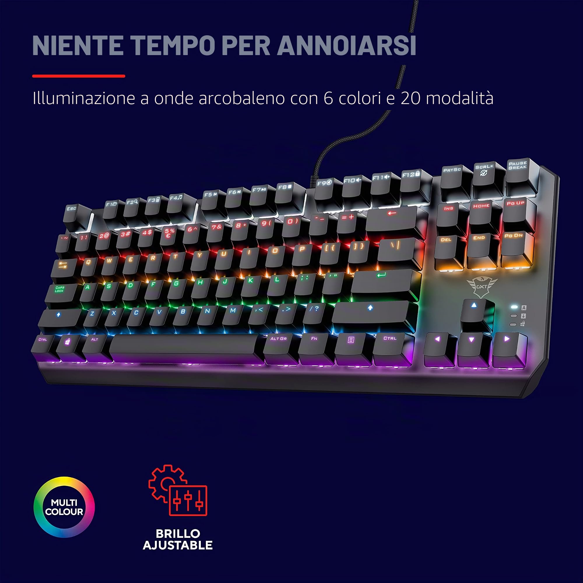 TECLADO MECANICO TRUST GAMING GXT 834 CALLAZ TKL JUEGO 20 MODOS DE COLOR RGB 24407