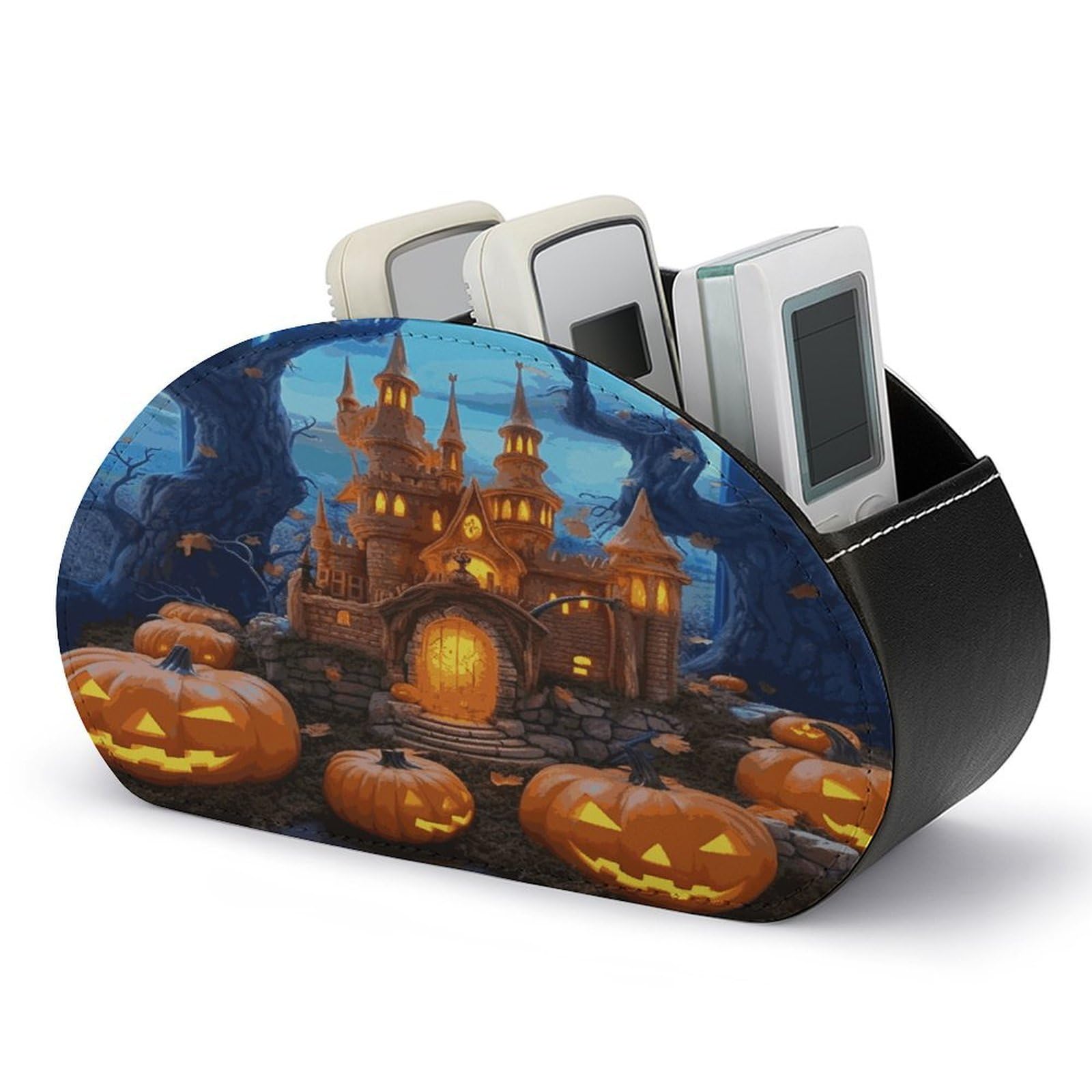 Btcowzrv Style Halloween Castle Pumpkin Remote Control Holder With 5 Compartments