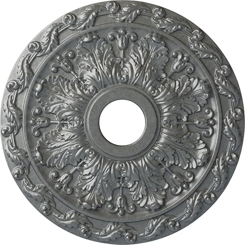 Vista 104 de Ekena Millwork CM19SP Medallón de techo de hojas de resorte, 19 7/8 "OD x 3 5/8" ID x 1 1/4 "P, imprimado en fábrica Imprimación de fábrica.