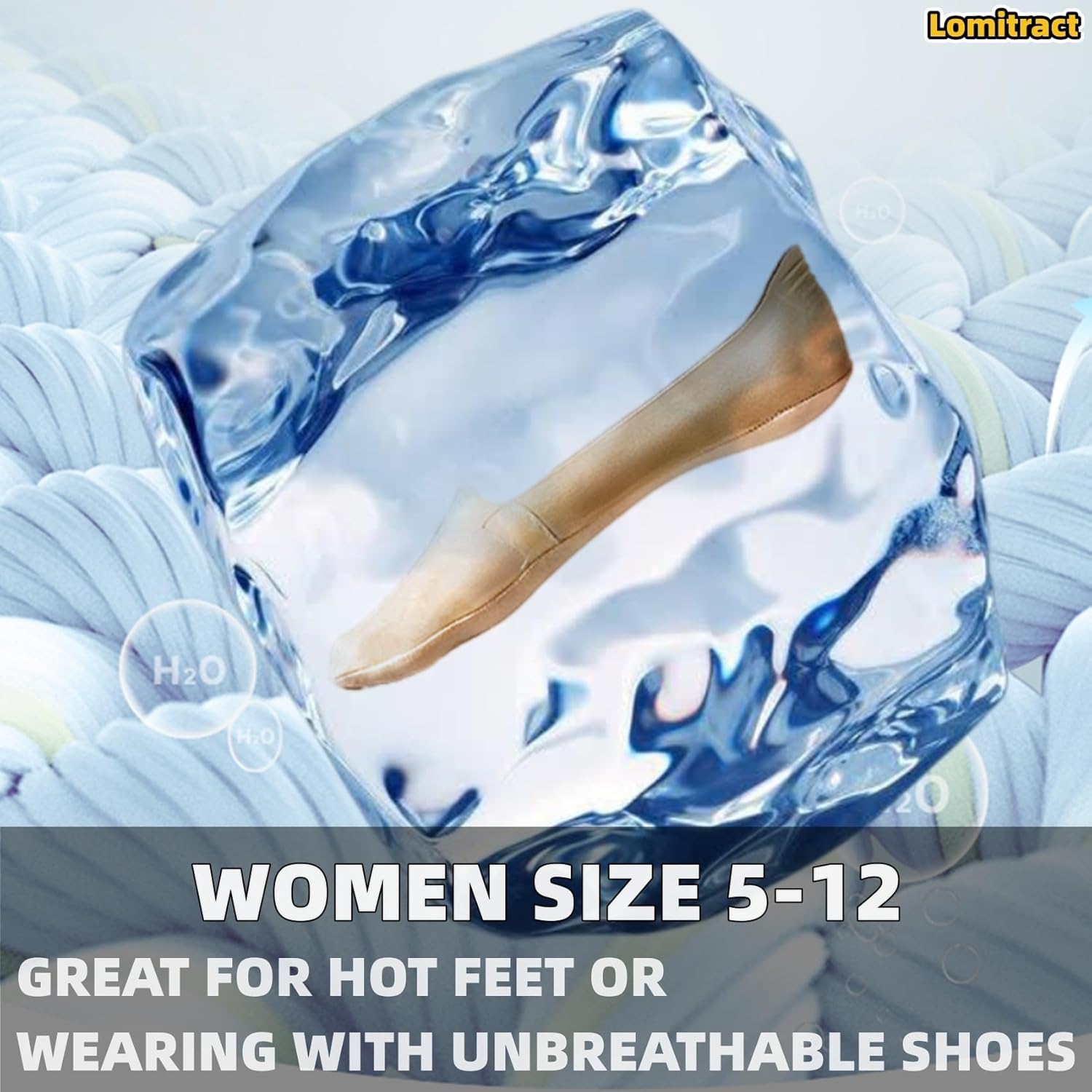 Lomitract Thin No Show Socks (Women 5-12), Made of Ice Silk Surface on the Surface & Cotton on the Bottom - Image 6