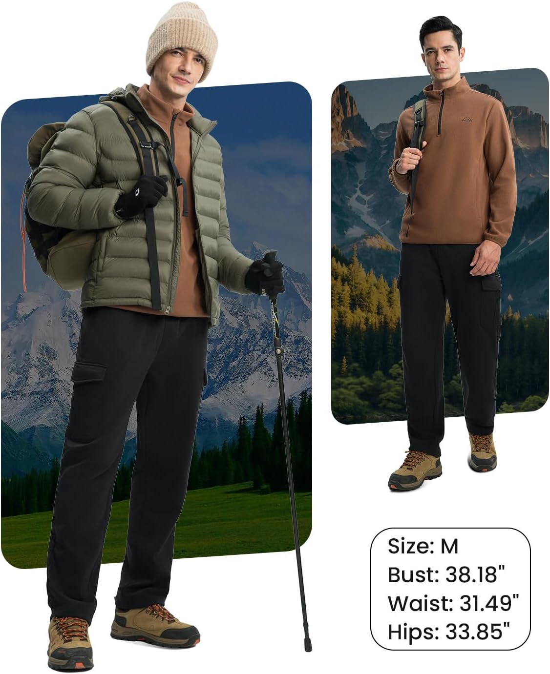 TBMPOY Men's Fleece Lined Sweatpants Winter Straight Leg Open Bottom Warm Cargo Pockets Cotton Running Lounge - Image 6