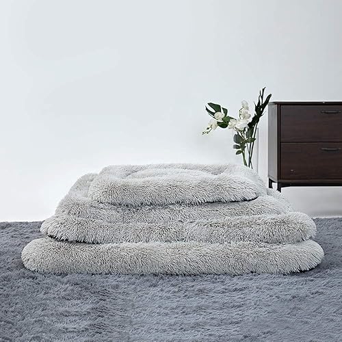 Miniatura 9 de ANWA Cama para perros tamaño mediano, cojín lavable para caja de perro, almohadilla para caja de perro, perros grandes Camello,Gris,Gris claro
