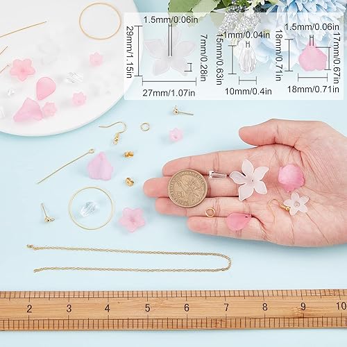 Miniatura 90 de SUNNYCLUE 1 caja de 10 pares de dijes acrílicos de flores florales 3D, kit de fabricación de aretes de lirio de cala para hacer joyas, iniciadores