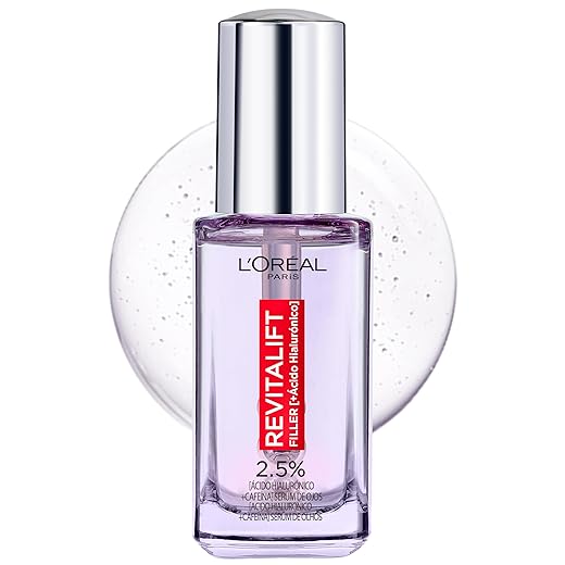 L'Oreal Paris Dermo Expertise Revitalift Filler Sérum de Ojos con Ácido Hialurónico y Cafeína, Rellena Arrugas y Corrige ojeras, Triple Roll-on, 20 ml (Paquete de 1)