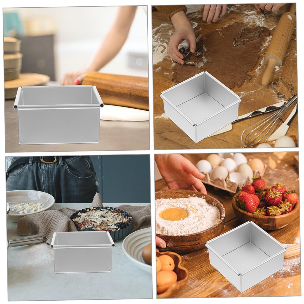Molde Cuadrado para Bizcocho de Aleación de Aluminio con Fondo Desmontable Antiadherente Fácil Desmoldar para Repostería y Tartas Caseras