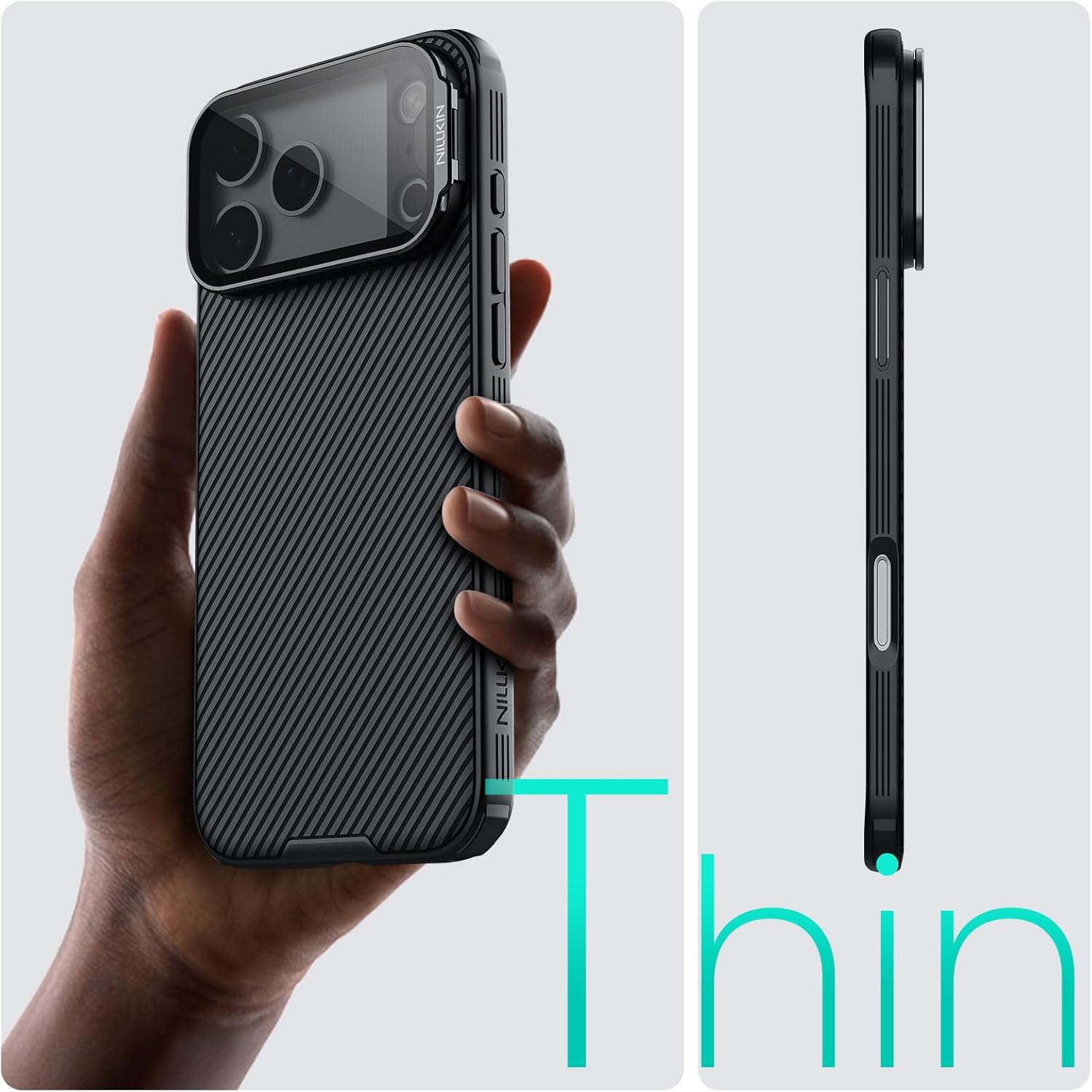 Nillkin for iPhone 17 Pro Case with Camera Cover, Compatible with MagSafe, Full Camera Protection, Shockproof Protective, Adjustable Kickstand, iPhone 17 Pro Case with Stand 6.3 inch, Black