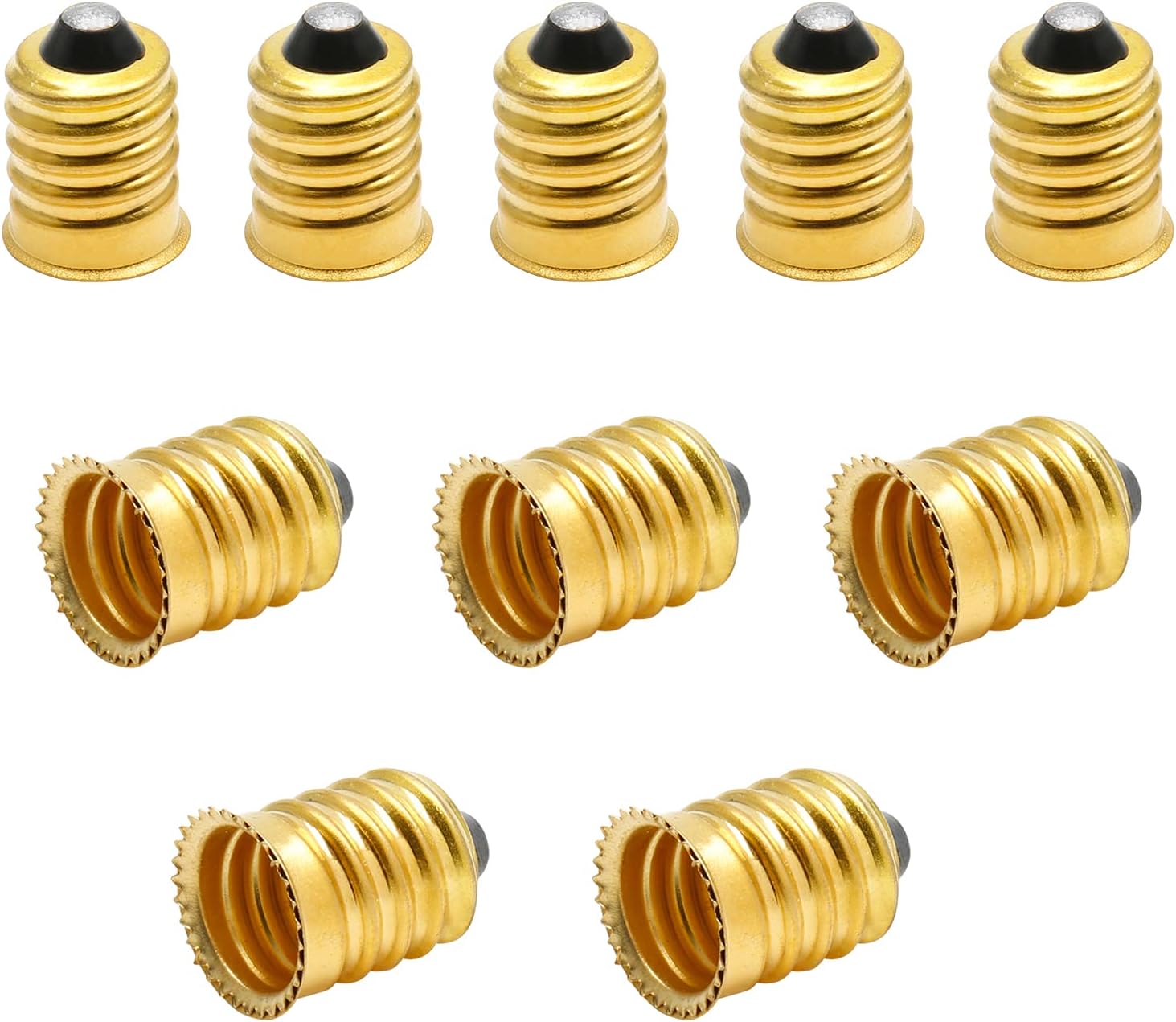 10 Pack E14 to E12 Adapter Converter, European to Candelabra Reducer, Pure Copper Light Adapter Socket Bulb Adapter, Golden Lamp Adapter