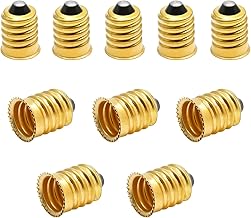 10 Pack E14 to E12 Adapter Converter, European to Candelabra Reducer, Pure Copper Light Adapter Socket Bulb Adapter, Golden Lamp Adapter