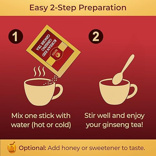Miniatura 4 de SAMSIDAE Panax Ginseng rojo coreano con té de jengibre, caja de 50 bolsas, apoya la circulación, la energía, la inmunidad y la digestión, sabor suave
