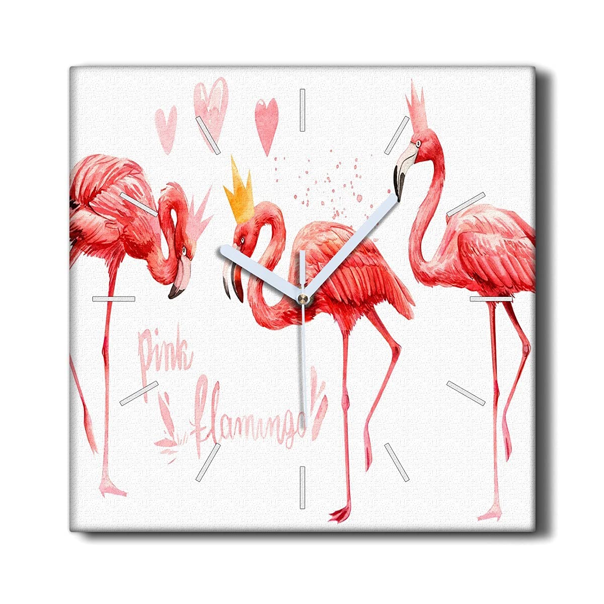 Horloge Murale sans tic-tac 30x30 cm Coloray Toile Oiseau Coloré