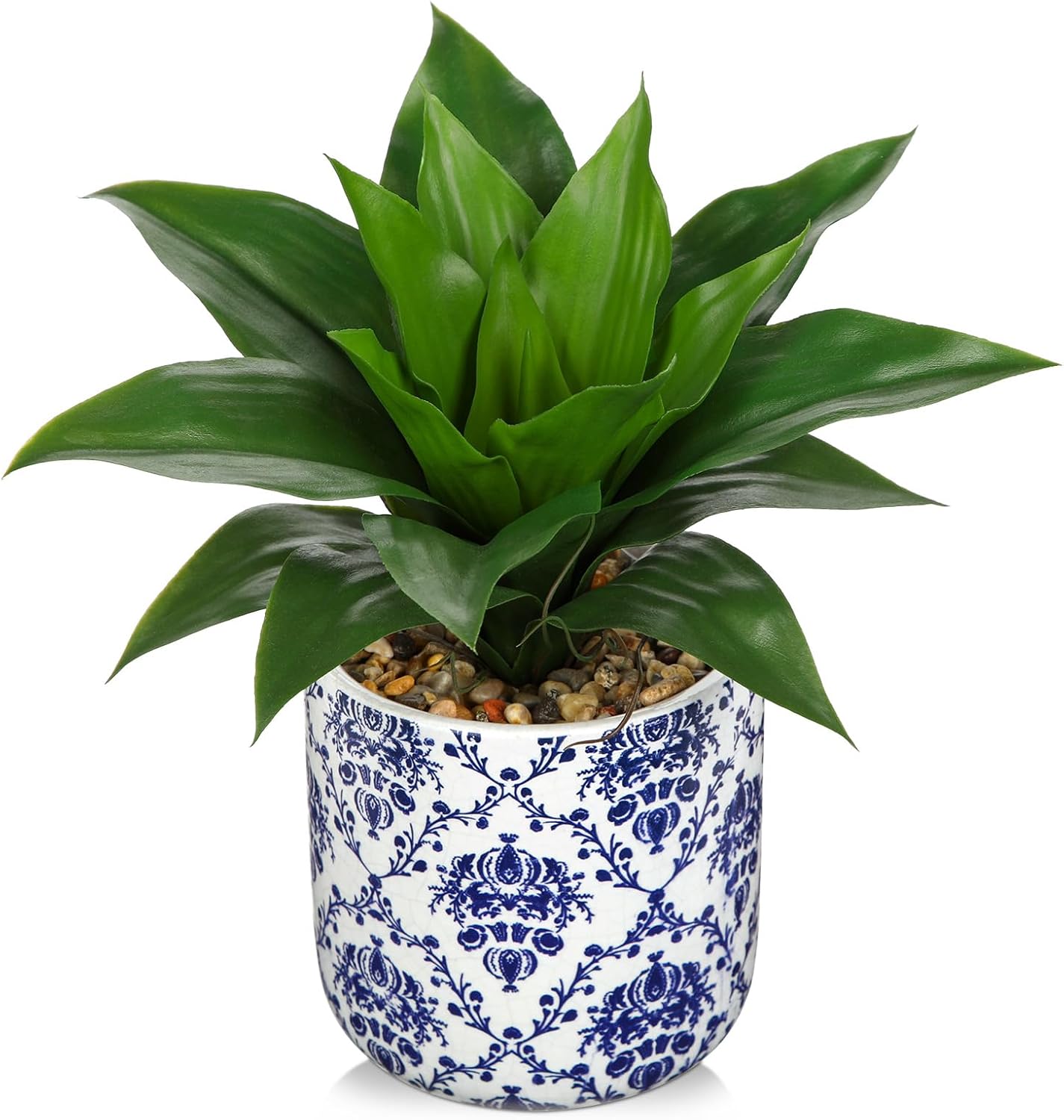 Briful Agave Plants Artificial Succulents Fake Plant in Blue Vase, 10.6” Tall Realistic Faux Plant Indoor for Home Decor Living Room Kitchen Centerpiece Table