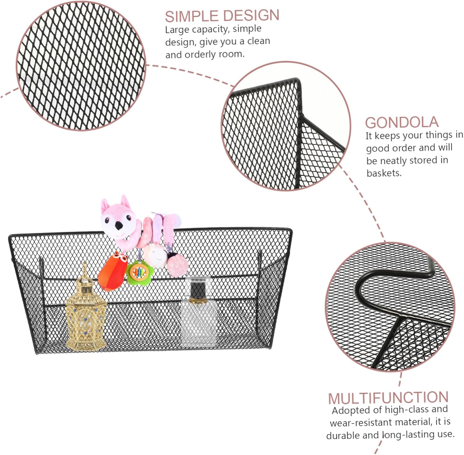 SECFOU 2pcs Multi-function Hanging Wire Basket for Storage Iron Design for Home Dormitory and Office Organization Accessory for Bedroom Kitchen and Bathroom