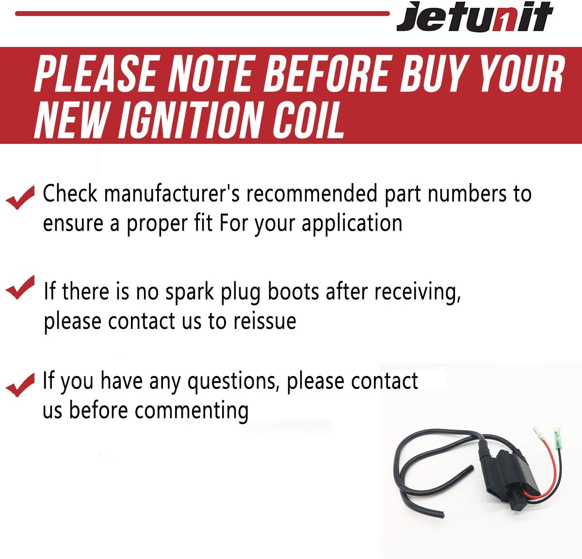 Ignition Coil for Yamaha F9.9/T9.9/F15 HP Outboard Parts (1998 & UP) 66M-85570-00-00/66M-85570-01-00/66M-85570-02-00