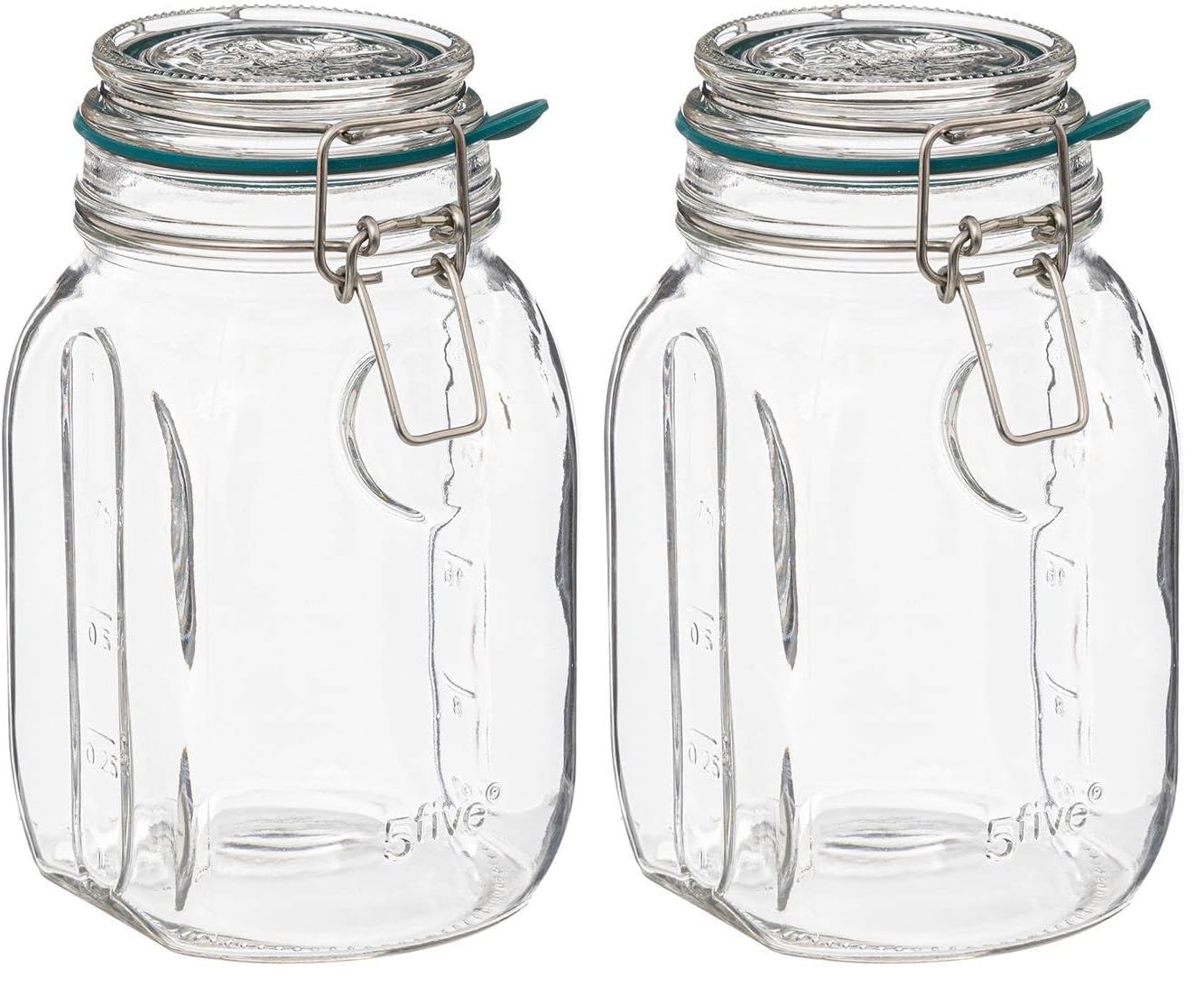 Bocal en verre 1L 5 Five Simply Smart en lot de 2 pour cuisine