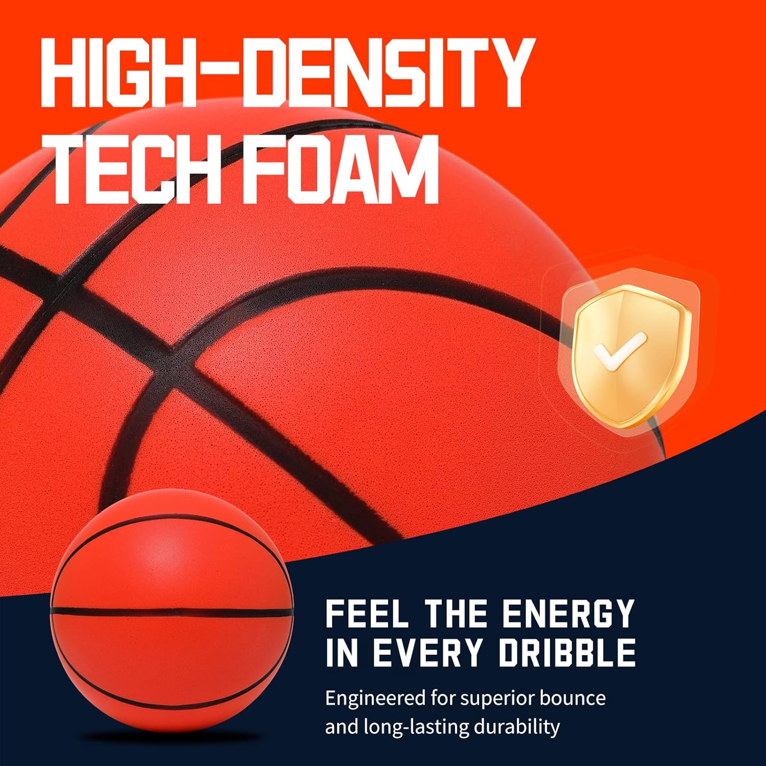 Silent Basketball Size 7 (29.5"), Indoor Airless Weighted Basketball,Soft Foam Grooved Dribble Dream Training Ball for Ages 8 and Up, Real Feel Higher Bounce & Quieter Practice(1.28lb)