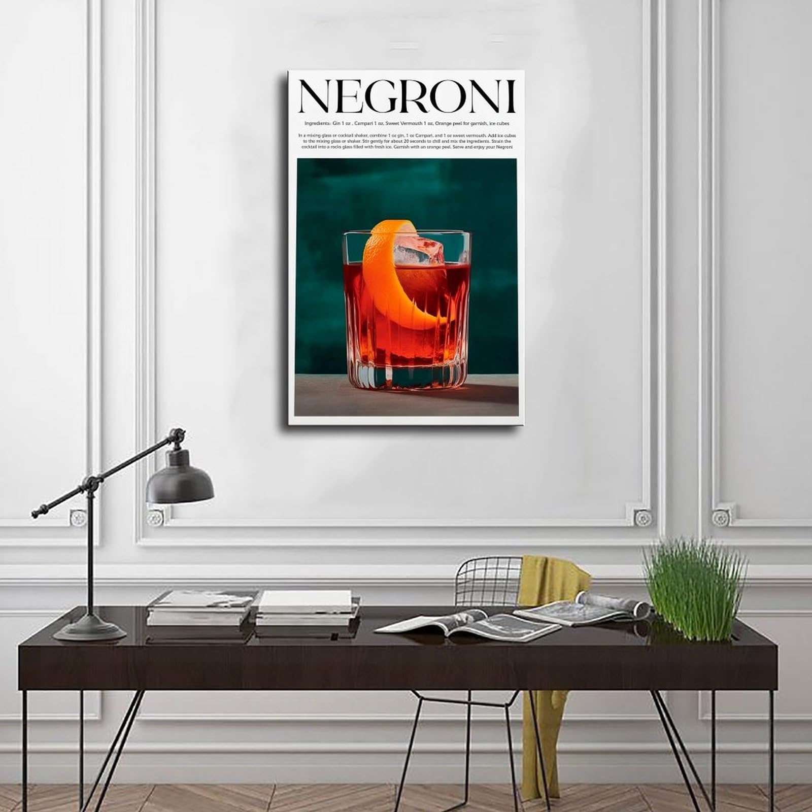 Negroni Cocktail Leinwand-Poster 50x75 Cm – Wandkunst, Druck Auf Leinwand Für Wohnzimmer & Bar