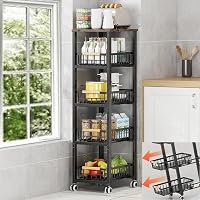 KOLENSA Fém Tárolódoboz Kerekekkel, Stackable Konyhai Szervező Polc, Gyümölcs Zöldség Kocsi 1