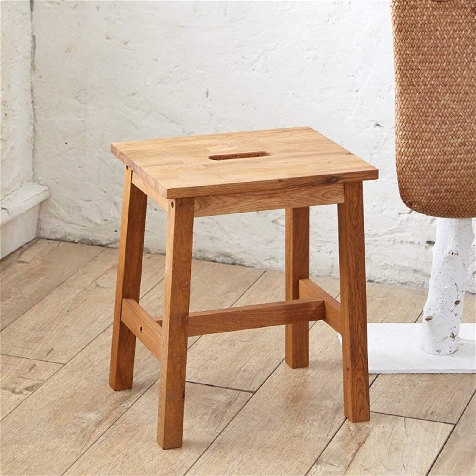FALIYORS Portable Step Stool Step Stool Solid Oak, Handmade Footstool for Kitchen, Bedroom, Living Room, Or Bathroom/Natural/14.2X11.02X17Inches