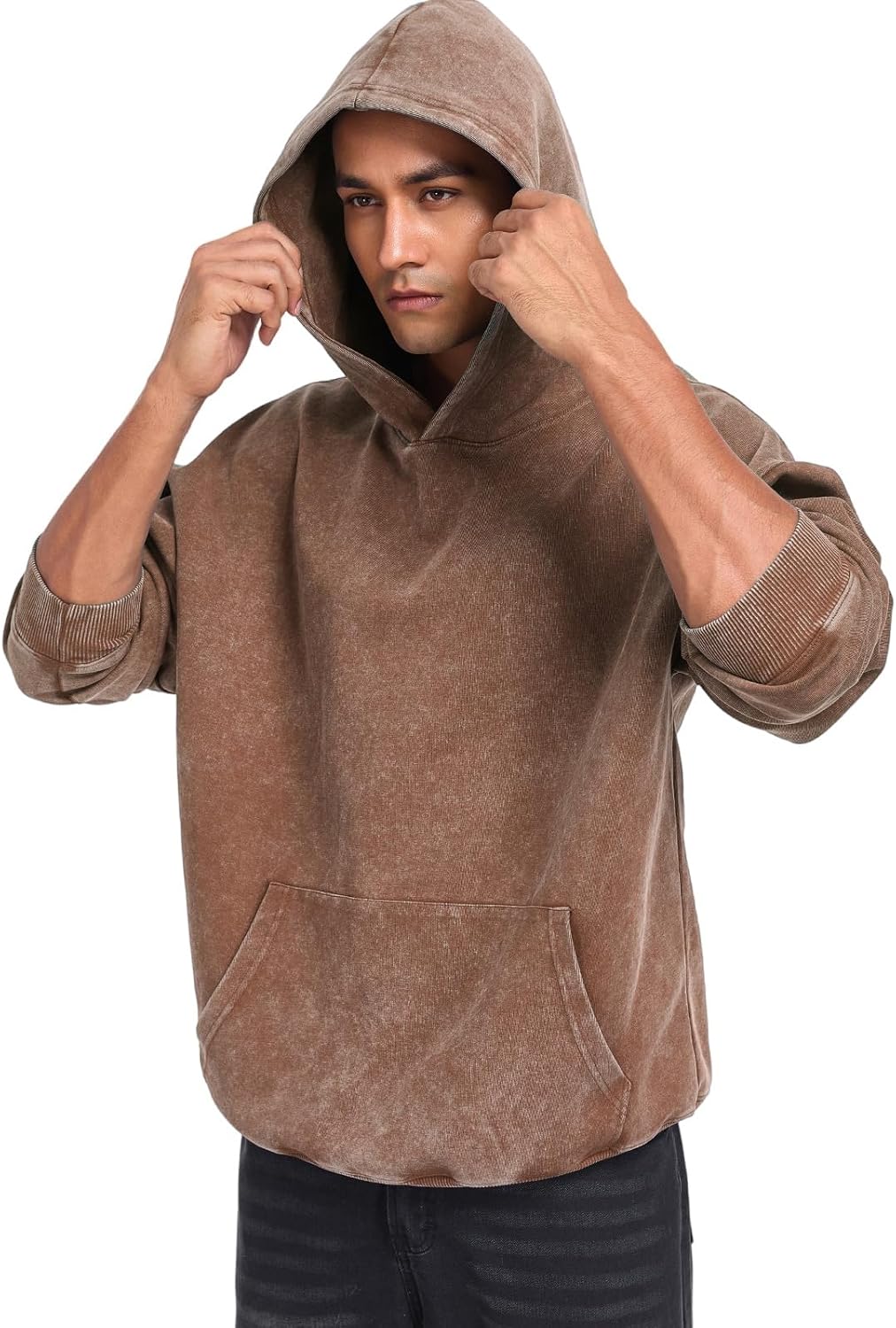 Mens Hoodies Pullover Oversized Hoodie Plush Cotton Hooded Couples Vintage Trendy Washed Streetwear Sweatshirt - Image 4