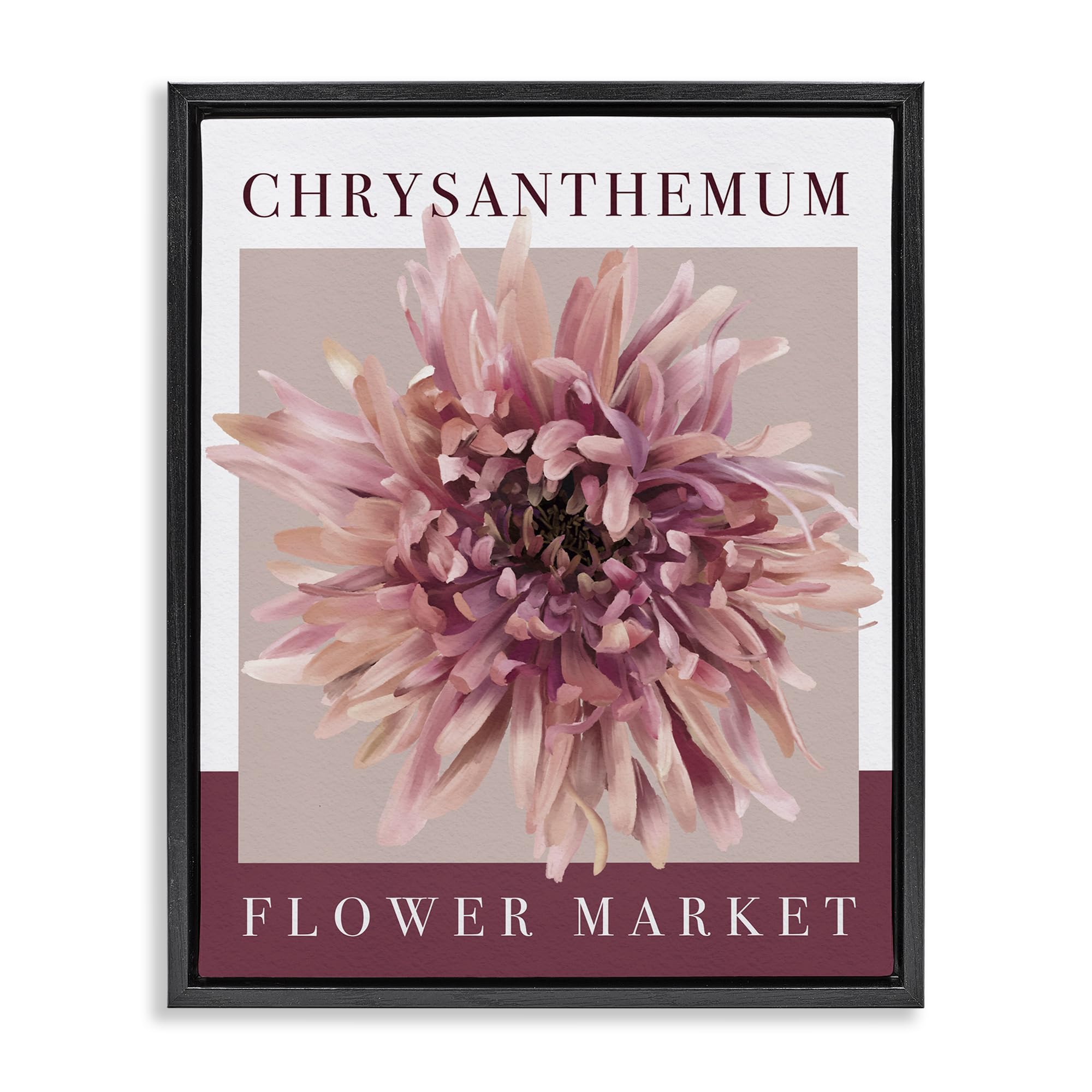 Stupell Industries Jet Black (Matte) 'Chrysanthemum Flower Market'| Floating Frame Canvas Art