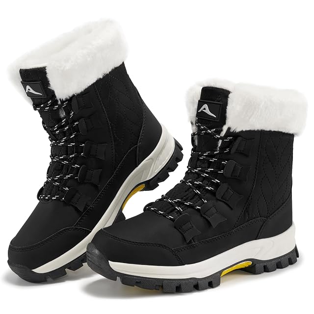 Alicegana Snow Boots for Women Winter Warm Fur Lined Waterproof Non Slip Mid Calf for Hiking Walking 2026