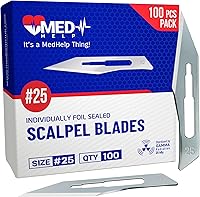 Vista 15 de Paquete de 100 cuchillas desechables de bisturí #22, cuchillas quirúrgicas tamaño 22, herramienta de hoja dermaplane de acero de alto carbono. Hoja