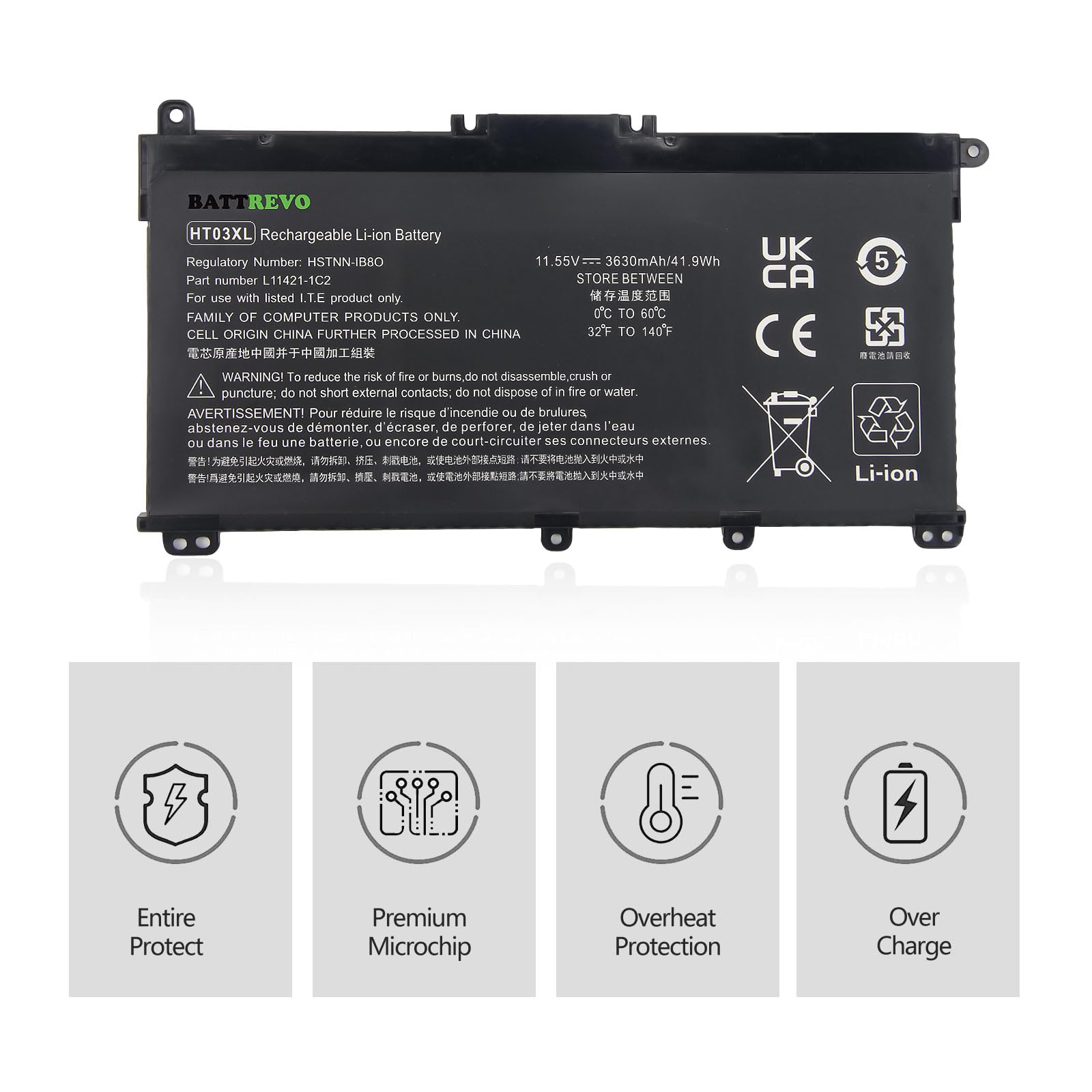 HT03XL HTO3XL L11119-855 Batteria per HP Pavilion 250 G7 255 G7 14-CE 14-CF 14-CK 14-cm 14Q-CY 14S-CF 15-CS 15-CW 15-DA 15-CR 15-CU 17-by 255 G7 340 G5 348 G5 L11421-542 L11421-2C2