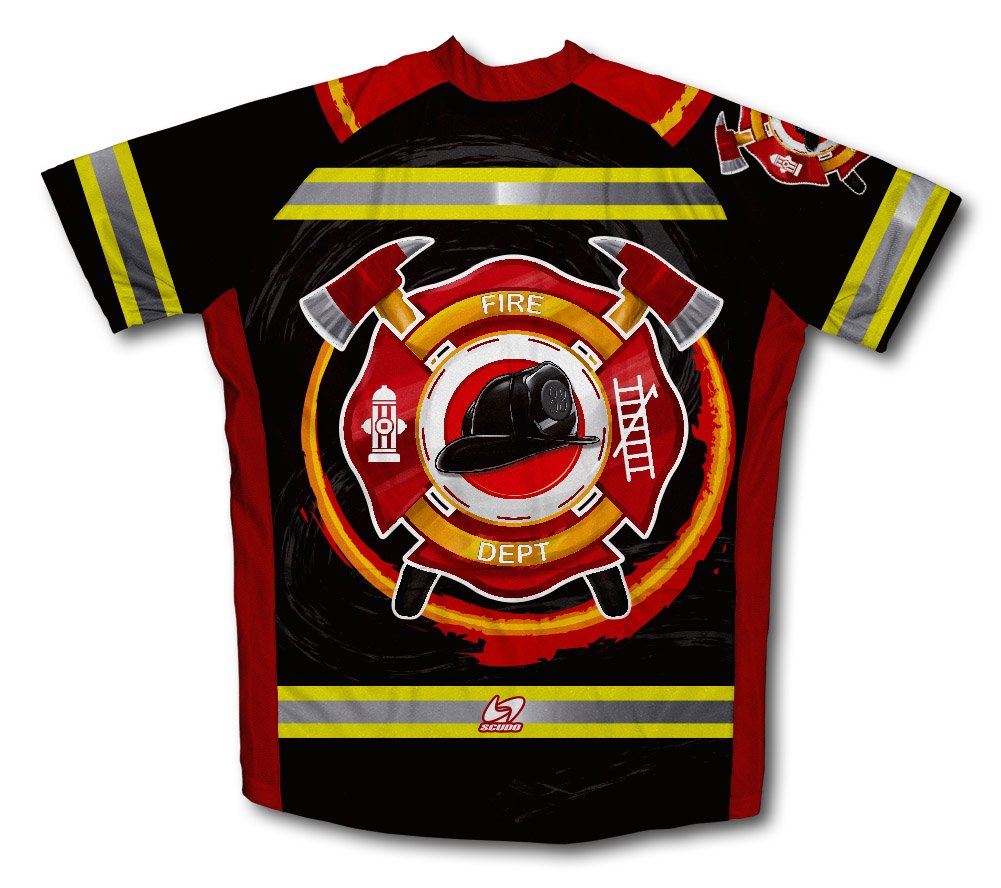 ScudoPro Firefighter Short Sleeve Cycling Jersey for Men - Size 4XL Red