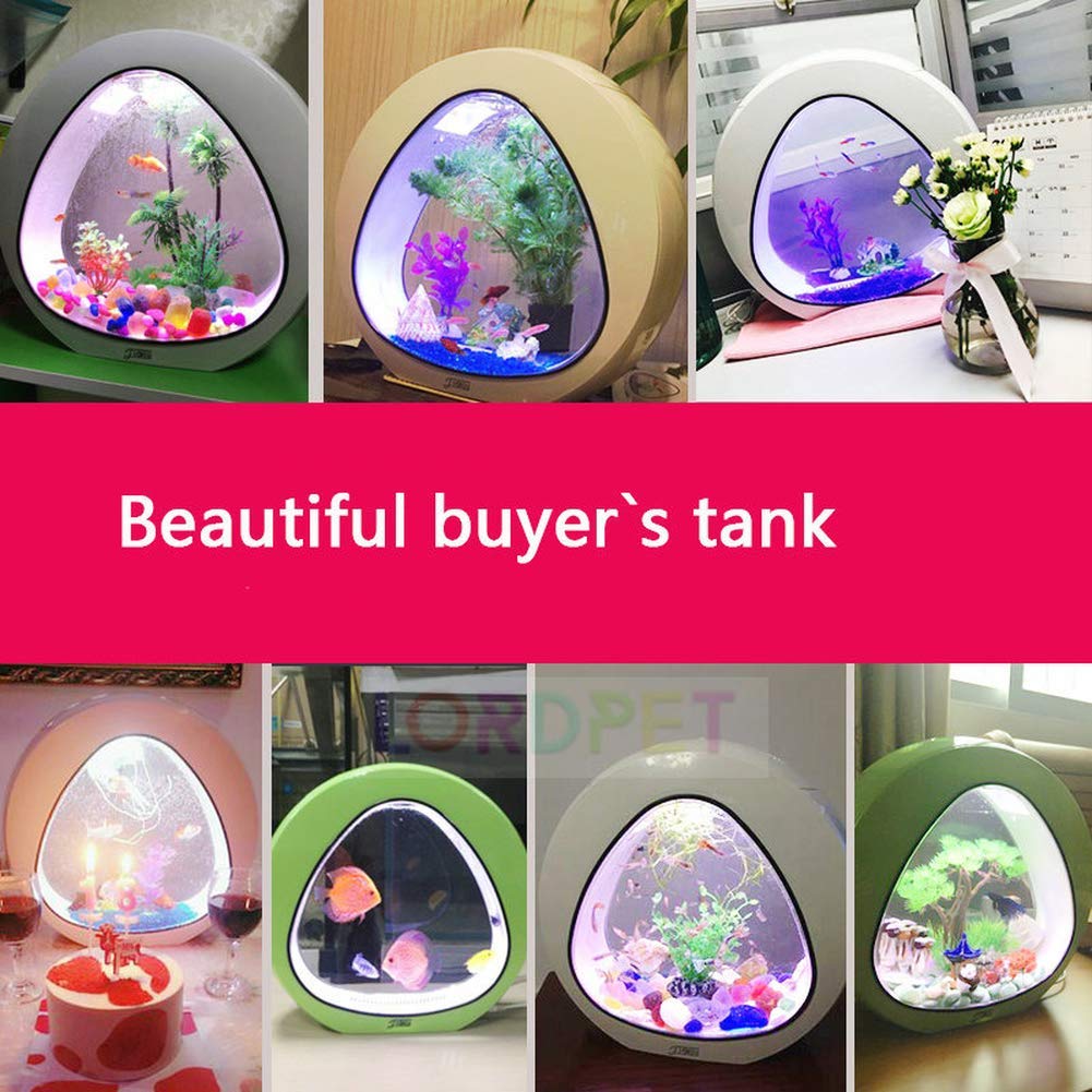 KHTO Aquarium 6L 110V-240V de système de réservoir de Nano de Filtre de système d'éclairage de Filtre d'intégration de l'écologie Fish Tank LED