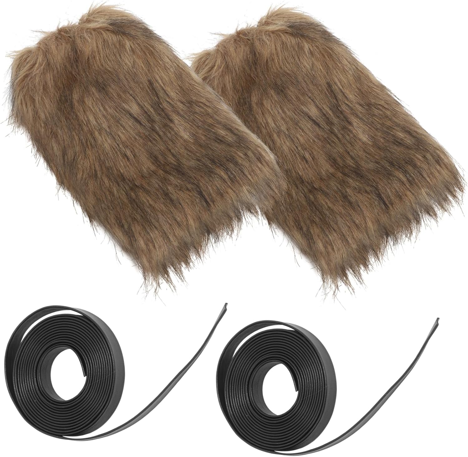 1set Viking Faux Fur Leg Warmers for Cosplay Unisex Warmth Comfort Retro Design for Halloween Themed Events Costume Accessory Brown