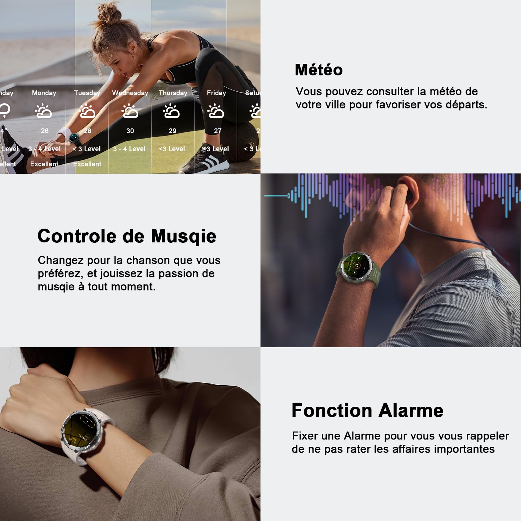 IOWODO Montre Connectée Homme avec Appel Bluetooth, Montre Appel, Écran 1.39" TFT, Moniteur Cardiofréquence/SPO2, Analyse Sommeil, 100 Modes de Sport,pour Android/iOS (Noir)