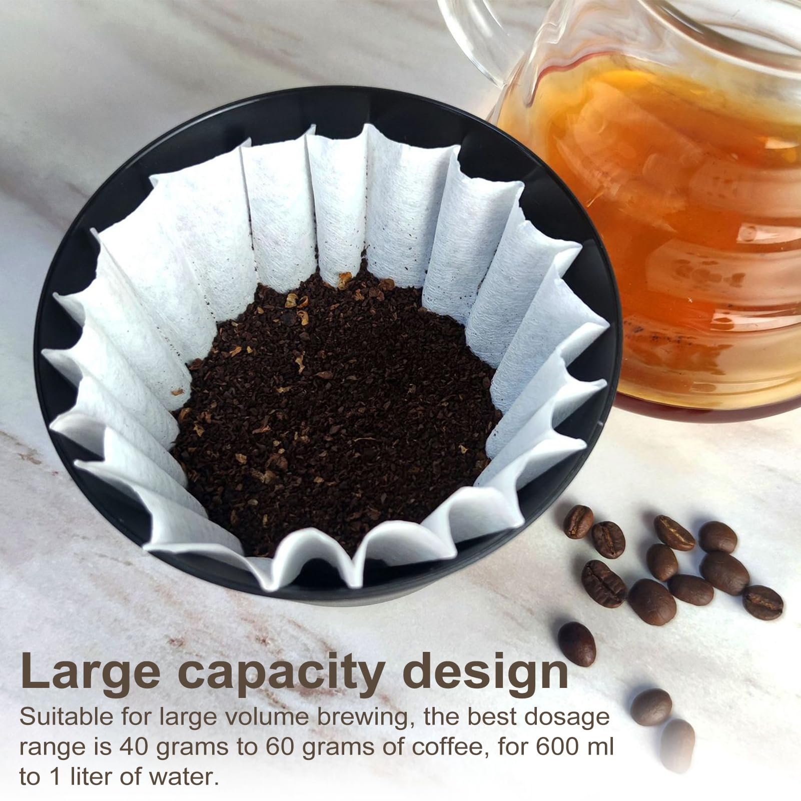 Wielorazowy filtr do kawy, 600-1000 ml regulowany ręczny dripper do domowej kawiarni, przyjazny w podróży czarny ekspres do kawy z konstrukcją zapobiegającą zatykaniu