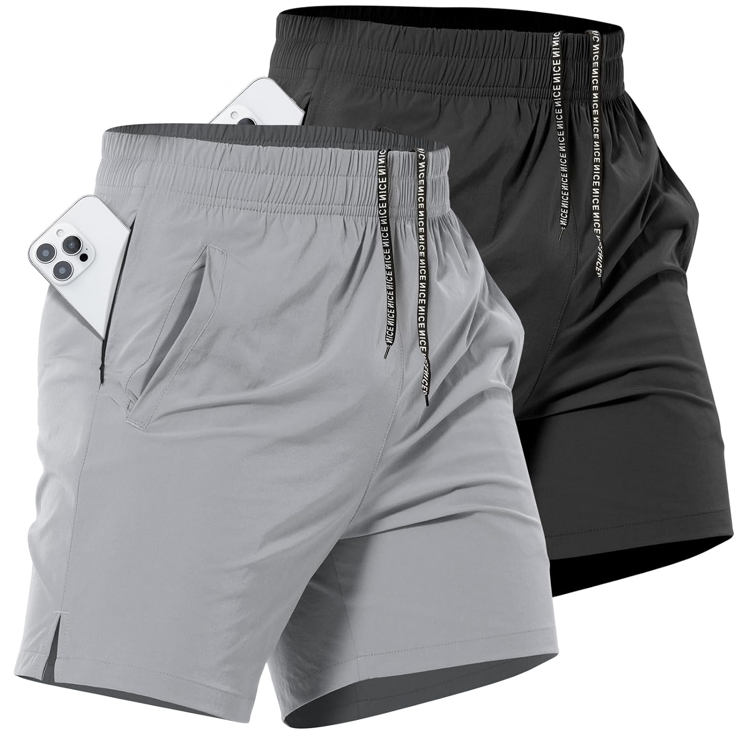 2 Pack Mens Athletic Workout Shorts 7 Inch Quick Dry Gym Shorts with Pockets Sports Tennis Running Shorts