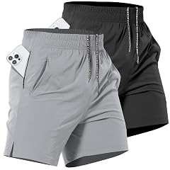 2 Pack Mens Athletic Workout Shorts 7 Inch Quick Dry Gym Shorts with Pockets Sports Tennis Running Shorts
